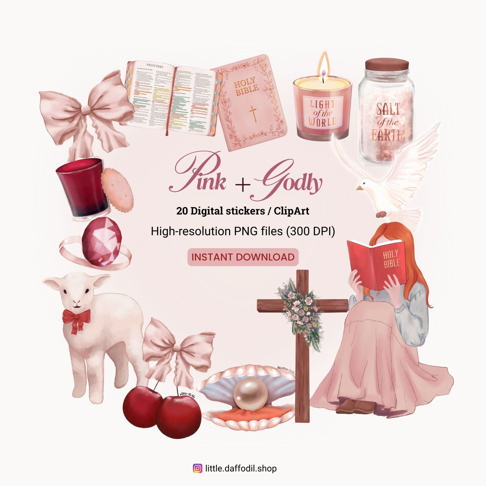 Pink + Godly | clipart & stickers