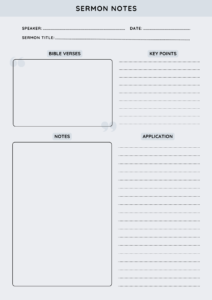 Free sermon notes printable - blue
