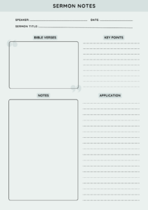 Free sermon notes printable - green