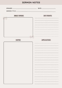Free sermon notes printable - red