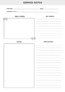 Free sermon notes printable in white