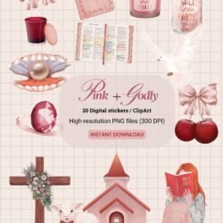 Pink + Godly | Hand-Drawn Christian clipart