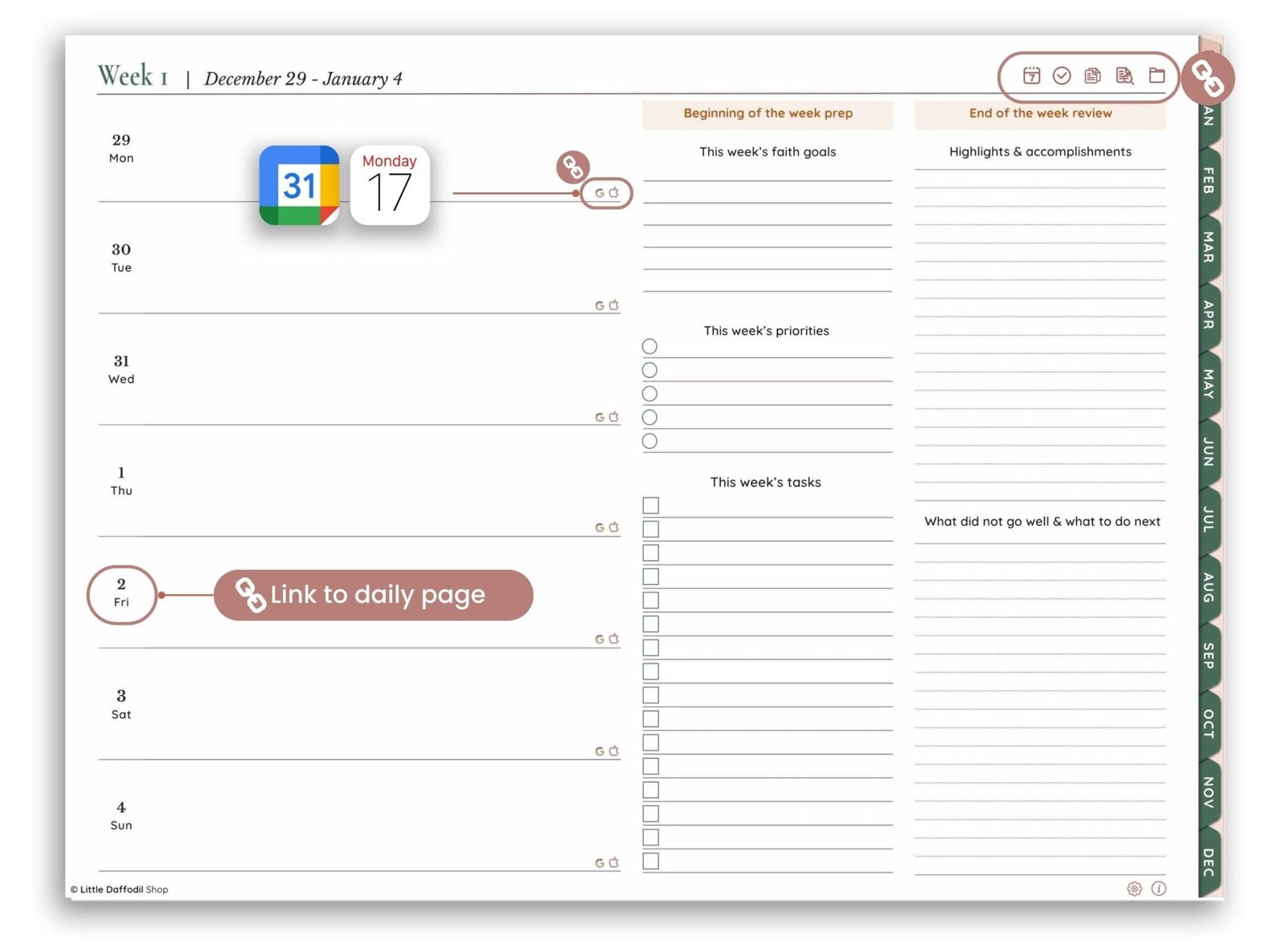 weekly page of the Christian Digital planner