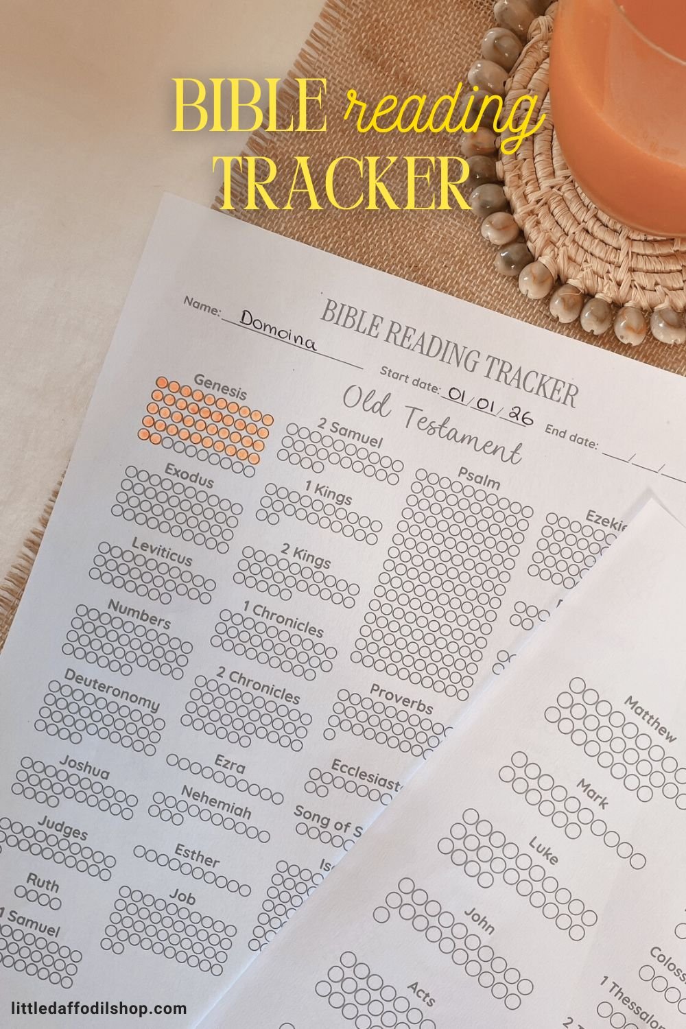 Bible reading tracker printable