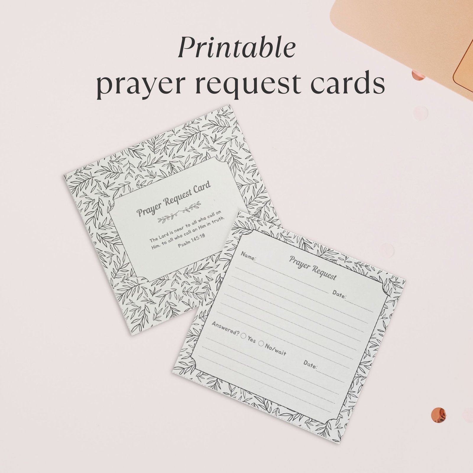 Black and white prayer request card