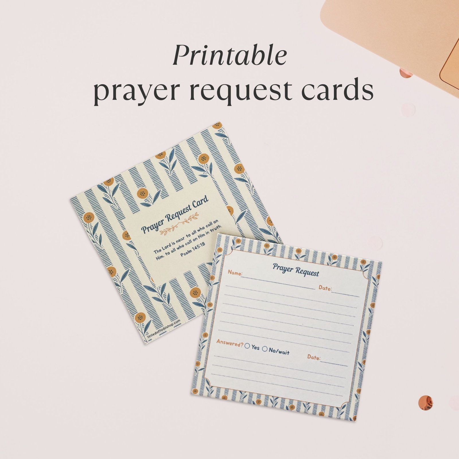 Blue prayer request card