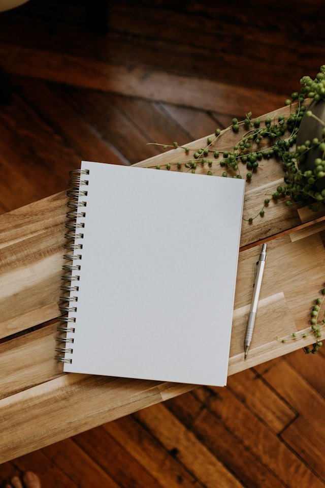 notebook and a pen